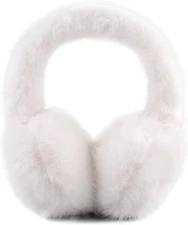 Warm Fluffy Earmuffs for Women Winter Unisex Adjustable Faux Fur