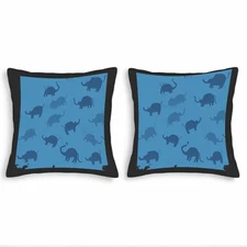 Set of 2 18x18in Throw Pillow Covers with Whimsical Elephant Pattern 