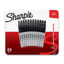 Sharpie Permanent Markers Fine Point Black 24 Count New