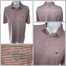 Vineyard Vines Performance Polo Shirt Men M Red White Striped Peru YGI X5-2