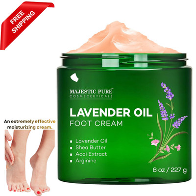 Majestic Pure Lavender Oil Foot Cream, Warming 8 Fl Oz (Pack of 1), pink 