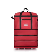 Large Expandable Travel Duffel Bag with Wheels Waterproof Lightweight Red