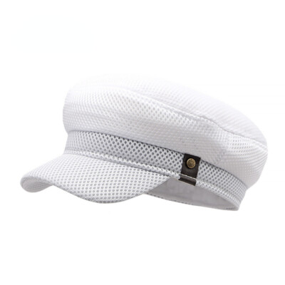 Herren Retro Mesh Flach Zylinder Hut Atmungsaktiv Sonne Kappe Sommer Militär Stil Mode