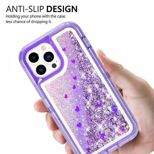 For iPhone 13 12 Pro Max 11 Hard Liquid Glitter Girl Cute Case+Screen Protector - Picture 38 of 52