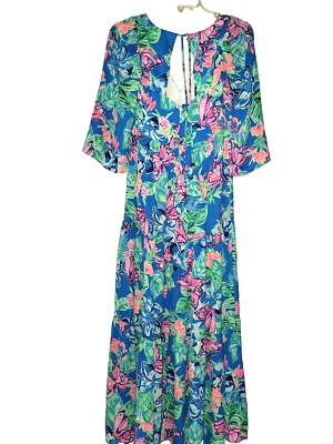 maxi v neck summer dress Maison Tara Maxi Dress, 14 / Blue