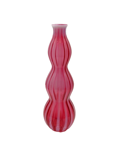Fenton 12" Cranberry & White Opalescent Striped Decanter - No Topper - Picture 3 of 11