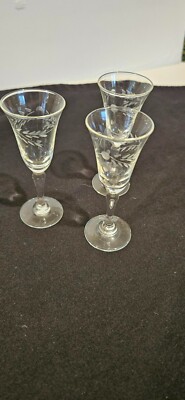 Pioneer Willow Moon Crystal Cordials Glasses Lot of 3