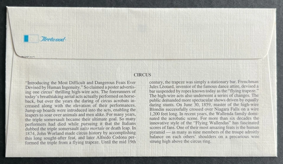 CIRCUS #2752 APR 6 1993 WASHINGTON DC FIRST DAY COVER (FDC) BX3-2 - Image 2 of 2