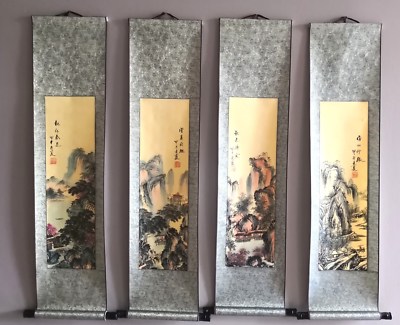 Lot of 4. Scroll Painting/Printing Multi-Layer pasted 44'' long . 4 Seasons