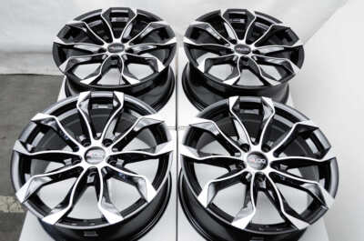 Kudo Racing Intimidate 17x7.5 5x114.3 5x4.5 Black w/Polish Face Wheels Rims (4)