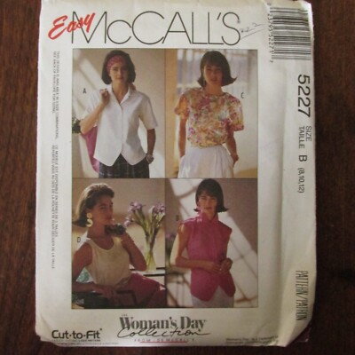 MCCALLS 5227 Sewing Pattern TANK TOP SHIRT  SIZE 8-12 UNCUT 1991 Women's Day