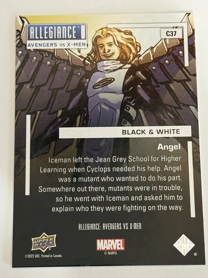 2023 Upper Deck Allegiance Avengers vs X-Men Black & White ANGEL #C37 - Image 2 of 2
