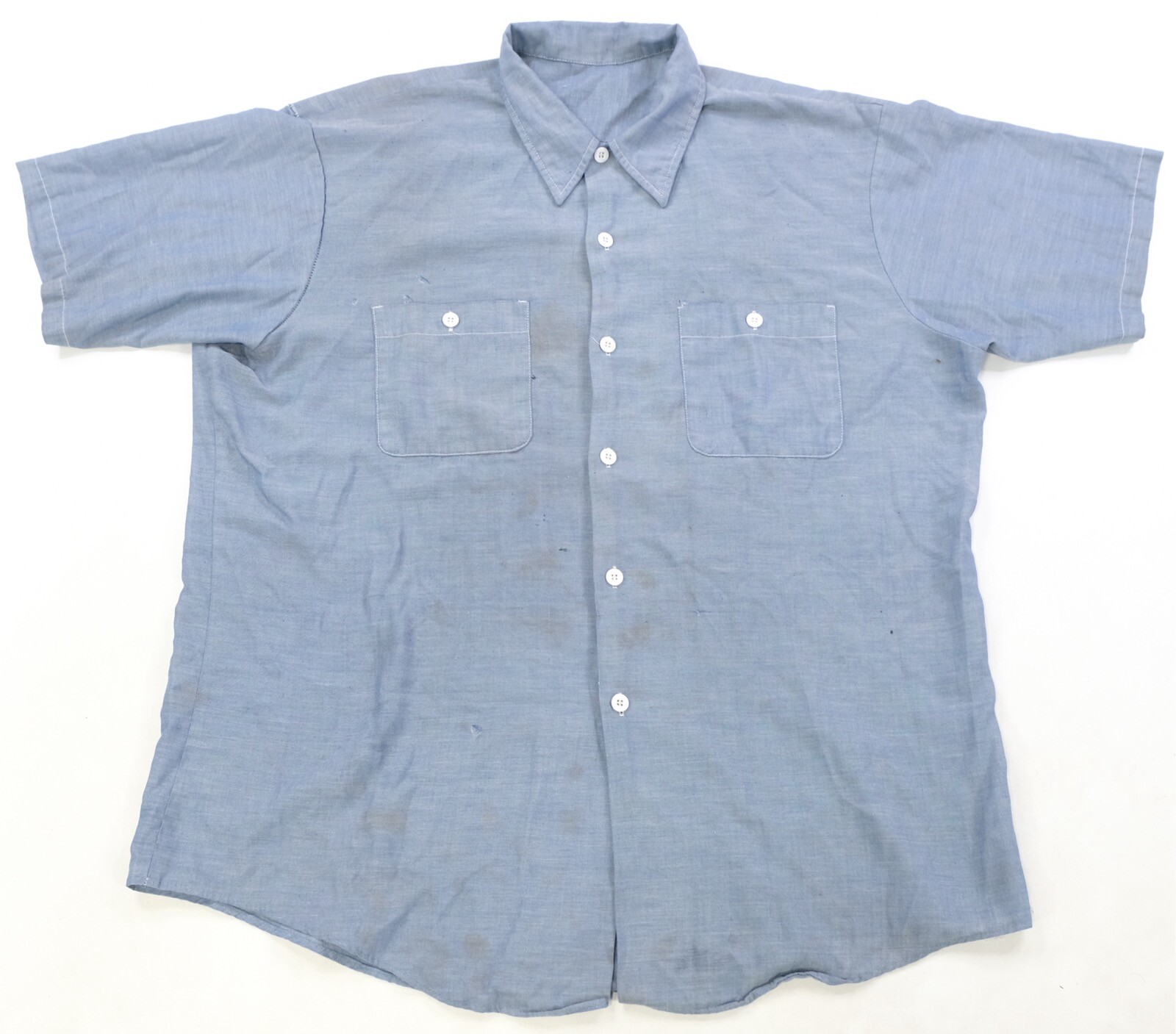 Rare Vintage BIG MAC Button Front Collared Short Sleeve Casual Shirt 80s Blue