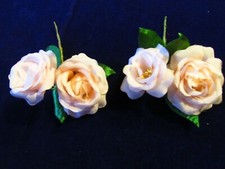 Vintage Millinery Flower 2" Rose 2 Pair True Silk pale Pink Champagne KW5 A