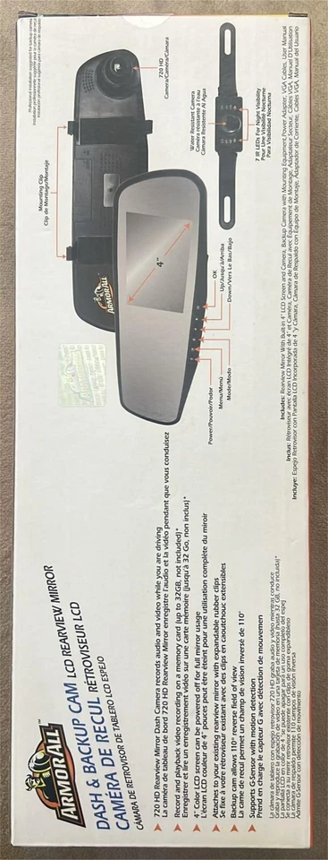 ArmorAll Dash & Backup CAM 4" LCD Rearview Mirror Live Monitoring - Image 2 of 4
