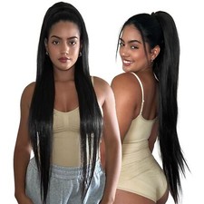 32" Super Long Tie On Clip In Silky Straight Hair Ponytail HalloweenHairpieces