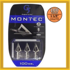 G5 Outdoors Montec Crossbow Fixed 100 Grain 100% Steel (3 Broadheads per Pack)