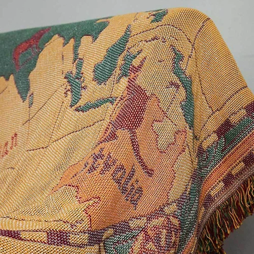 Couch Throw Tassels Blanket Wall Tapestry 3 Layers Cotton Woven Sofa Blanket - Picture 5 of 6