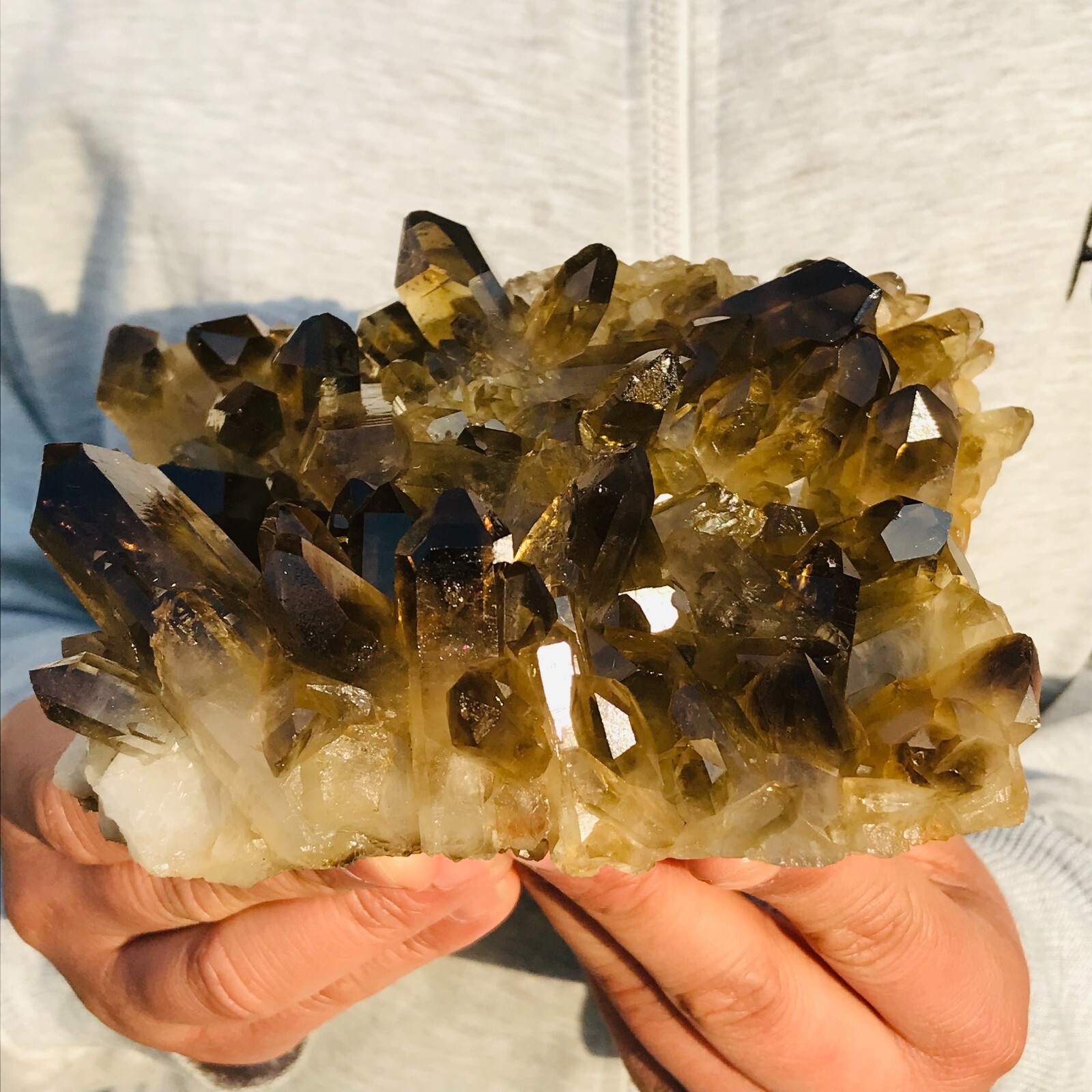 2.67lb Smoky Citrine Quartz Crystal Cluster Rough Mineral Specimen