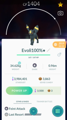 Pokemon Trade GO - Shiny Umbreon with Last Resort & 2nd Move - PVP Great league