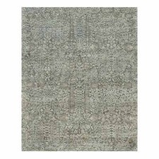 8'1" x 10'1" Gray Willow and Cypress Tree Hand Knotted Silk and Wool Rug R90219