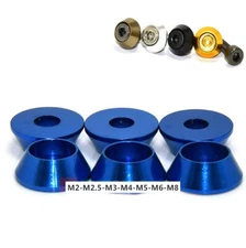 M2-M8 Royal Blue Aluminum Alloy Cone Cup Head Washers Gasket for Bolts & Screws