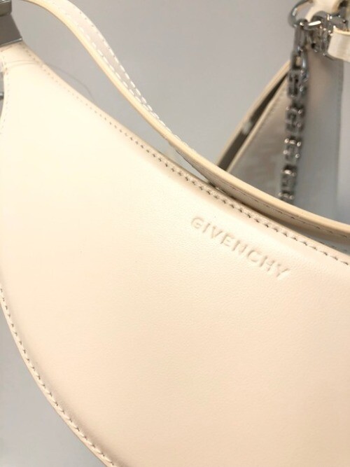 GIVENCHY Cut Out Mini Ivory White Calfskin Leather Shoulder Bag