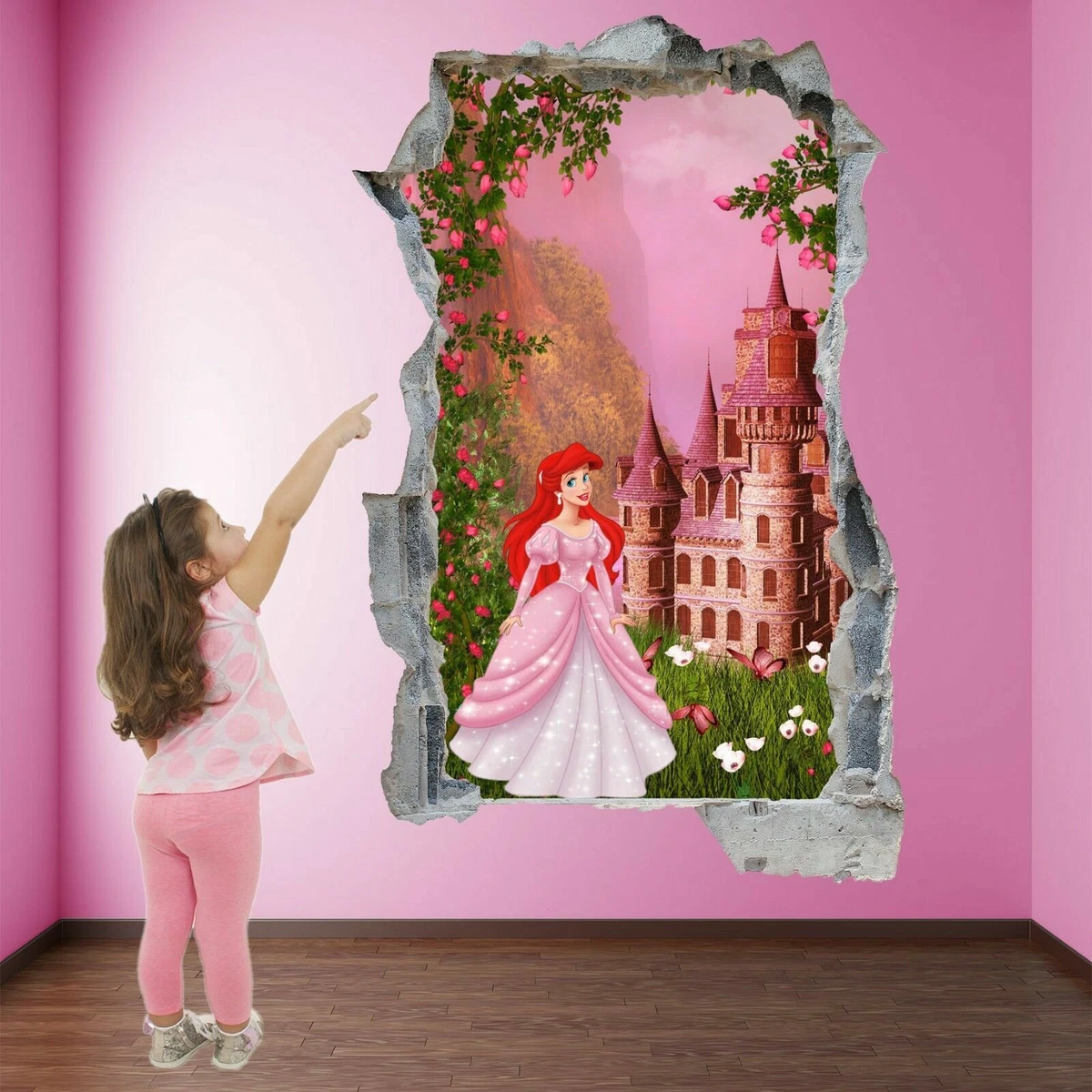Princess Ariel Fantasy Castle Wall Art Stickers Mural Decal Kids ED15