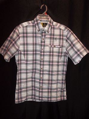 BROWNING Short Sleeve BLUE PLAID Shirt men's Size MEDIUM | eBay