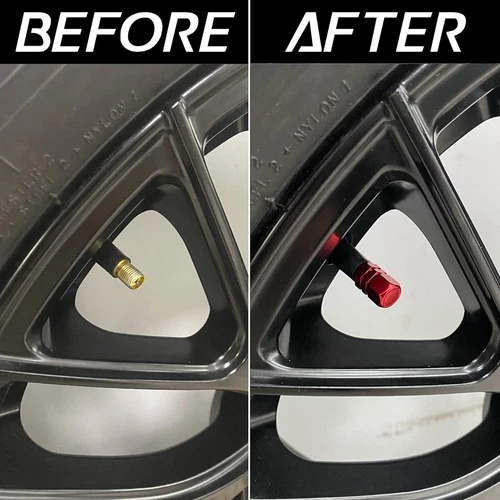 4 Pcs Red Hex Tire Stem Caps Wheels Tire Air Valve Caps Dust Cover Car SUV - Picture 5 of 5