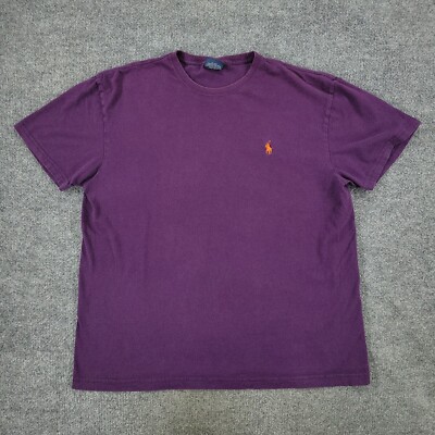 90s Ralph Lauren Shirt LINEN SILK XXL 黒紫 Polo Ralph Lauren Shirt Men's Medium Purple Crew Neck Short Sleeve