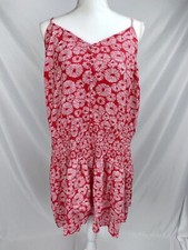 LOFT Women XXL Red White Strappy Sleeveless Sun Dress Stretchy Waist
