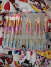 Juego de brochas de maquillaje unicornio con cerdas arco iris pinceles cosméticos - Kit de 10 piezas