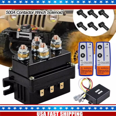 12V 500A Winch Control Solenoid Relay Contactor With Wireless Winch Remote Kit