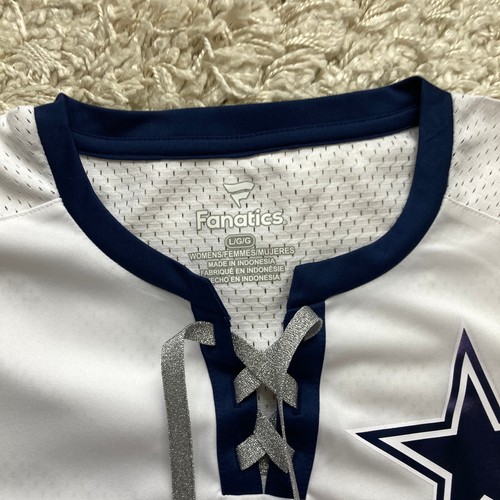 Fanatics Dallas Cowboys Shirt Womens Large White NFL Lace Up Short Sleeve - Picture 4 of 16