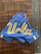 UCLA Team Issued Player Exclusive Under Armour Blue And Gold Football Gloves L