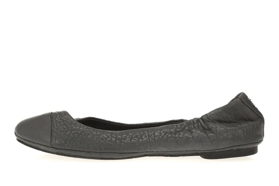 Zapatos planos de ballet de cuero gris DELMAN 160408 para mujer talla 6,5 Foto 3 de 4