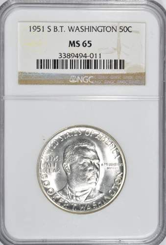 1951-S BOOKER T. WASHINGTON SILVER COMMEMORATIVE HALF DOLLAR ~ NGC MS65!