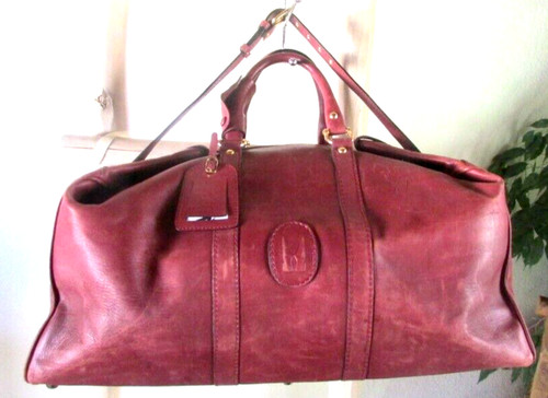 MORESCHI CHESTNUT LEATHER 22" OVERNIGHT DUFFLE BAG, ITALY