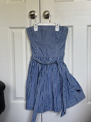 Blue and White Striped Abercrombie & Fitch dress medium, Preowned | eBay Blue and White Striped Abercrombie & Fitch dress medium, Preowned | eBay