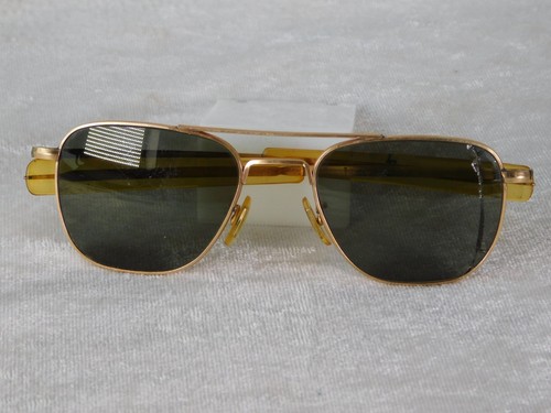 Vintage USAF AO American Optical 1/10 12k GF 5 1/2 Aviator Pilot Sunglasses - Picture 2 of 15