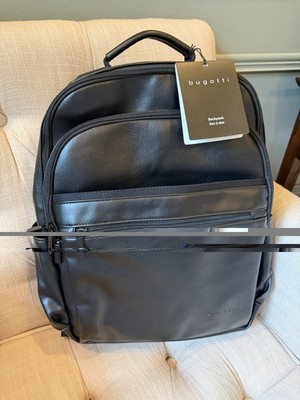 Bugatti Black Backpack Adjustable Strap Top Handle Zip Closure Classic Style