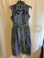GAP Womens Denim Sleeveless Long Dress With Belt Blue Sz- 4 #5024
