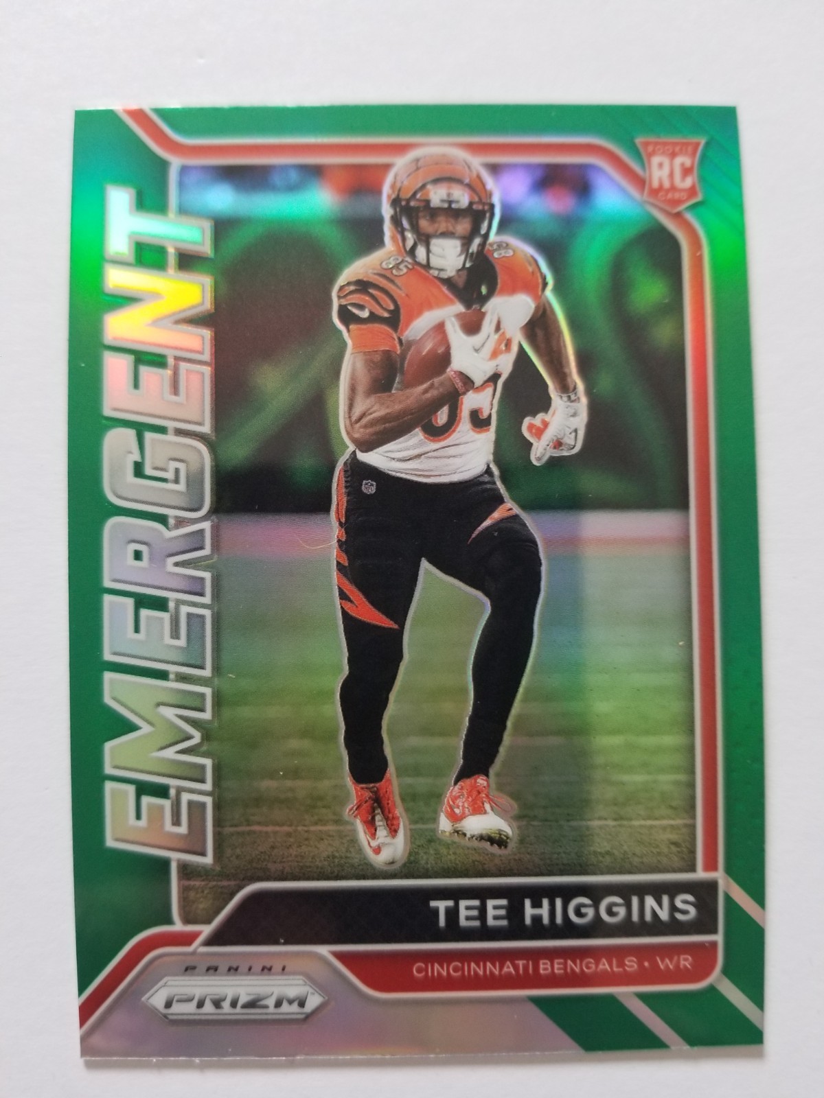 2020 Prizm Tee Higgins Green Prizm Emergent Rookie RC #17 Bengals