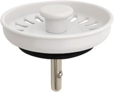 White Kitchen Sink Drain Basket Strainer Stopper Replacement for Polymer Sink Dr