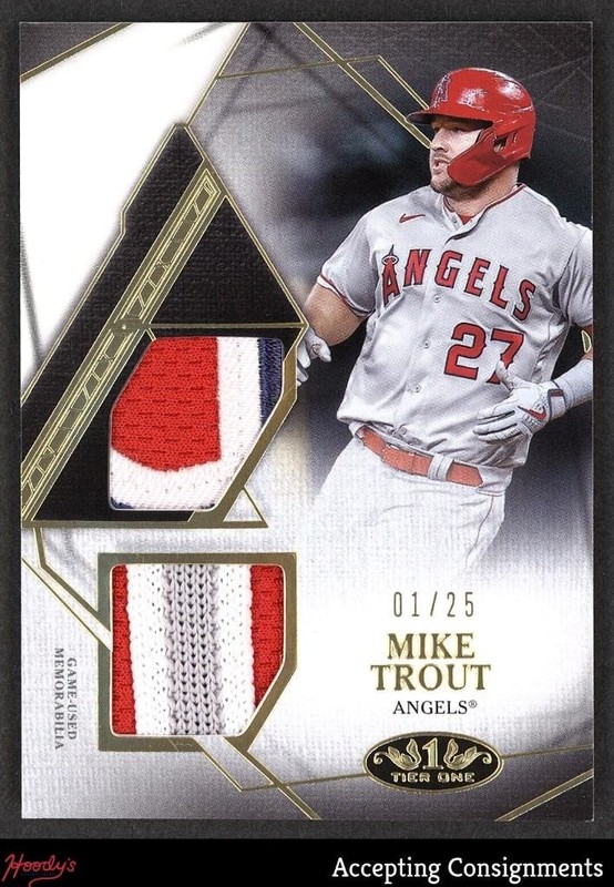 2022 Topps Tier One Relics Dual Mike Trout GAME USED PATCH 01/25 Angels