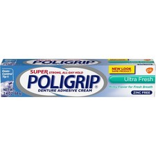 Super POLIGRIP Denture Adhesive Cream Ultra Fresh 2.40 oz Pack of 3 