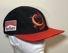 Marlboro Adventure Team Lizard Rock Embroidered Black  Red Adjustable Strap Hat