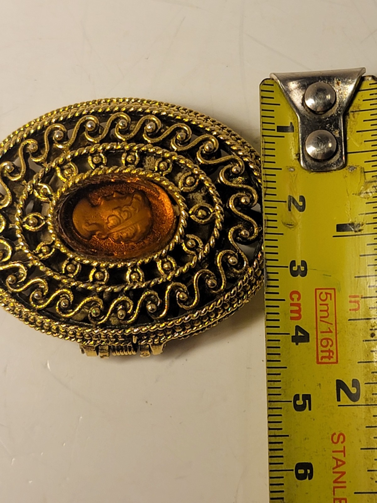 vintage 1970s Max Factor solid perfume cameo lock… - image 12