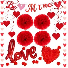 17 Pcs Valentines Day Decorations Red Valentines Day Decor Hanging Heart Swir...